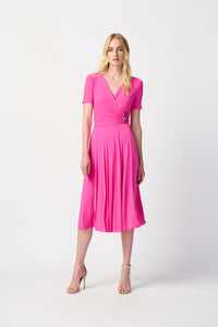 Joseph Ribkoff Silky Knit Pleated Wrap Dress Jr241013