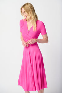Joseph Ribkoff Silky Knit Pleated Wrap Dress Jr241013