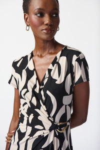 Joseph Ribkoff Abstract Print Silky Knit Wrap Dress Jr241029