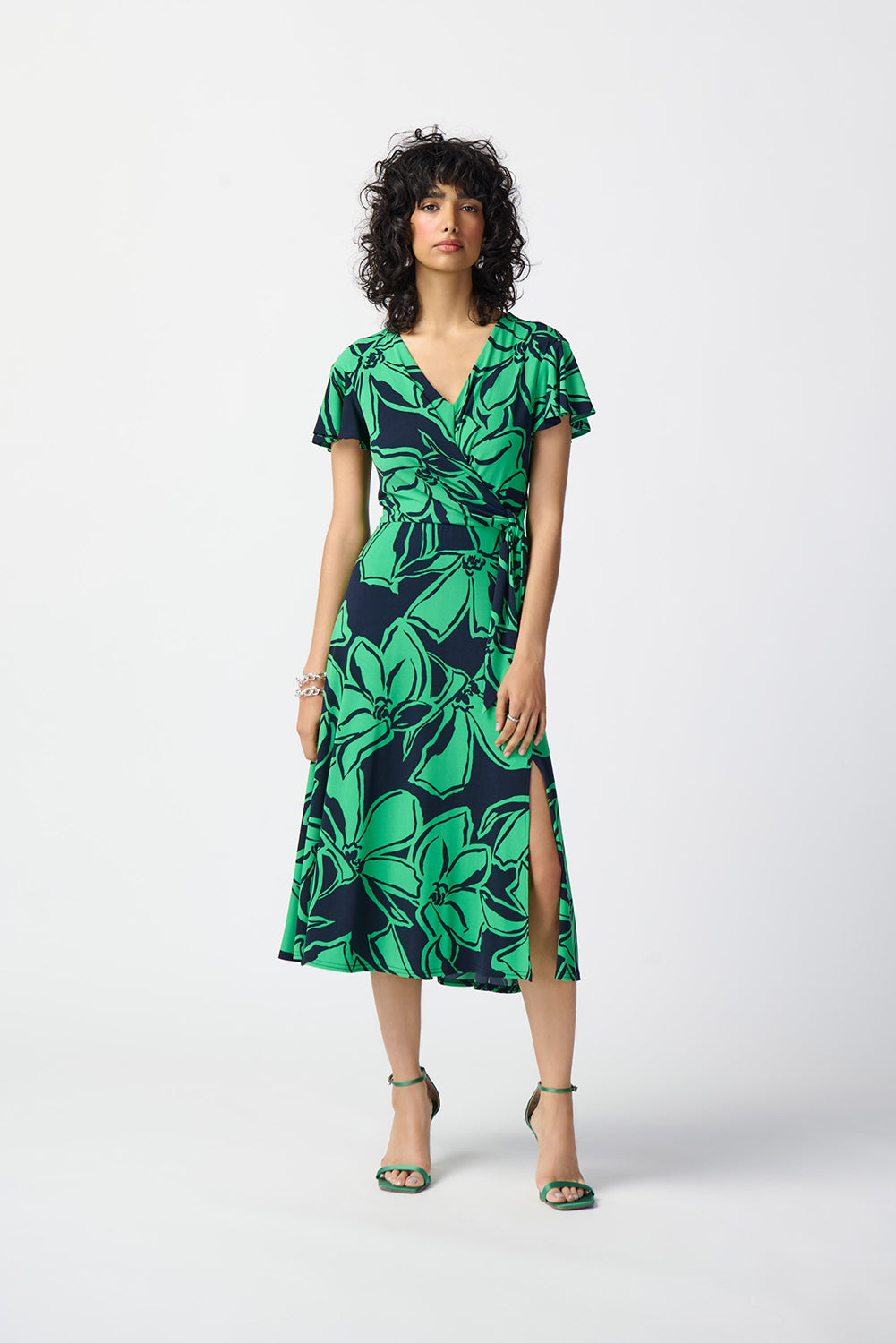 Joseph Ribkoff Floral Print Silky Knit Flowy Wrap Dress Jr241052