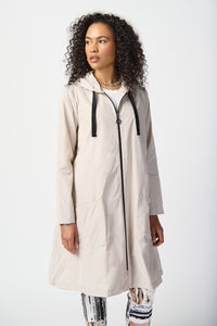 Joseph Ribkoff Memory Woven Hooded Trapeze Coat Jr241068