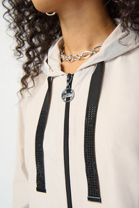 Joseph Ribkoff Memory Woven Hooded Trapeze Coat Jr241068