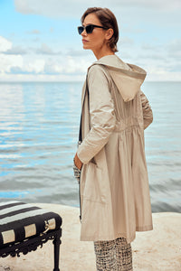Joseph Ribkoff Memory Woven Hooded Trapeze Coat Jr241068