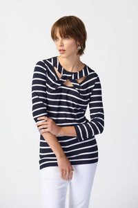 Joseph Ribkoff Striped Silky Knit Fitted Top Jr241087