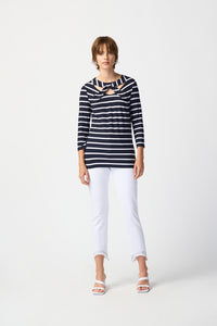 Joseph Ribkoff Striped Silky Knit Fitted Top Jr241087