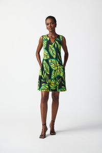 Joseph Ribkoff Tropical Print Silky Knit A-line Dress Jr241119