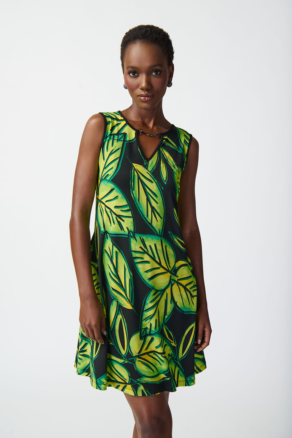 Joseph Ribkoff Tropical Print Silky Knit A-line Dress Jr241119