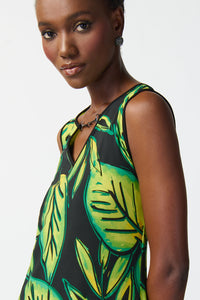 Joseph Ribkoff Tropical Print Silky Knit A-line Dress Jr241119