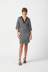 Joseph Ribkoff Geometric Print Satin A-Line Dress Jr241141