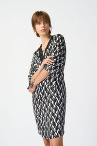 Joseph Ribkoff Geometric Print Satin A-Line Dress Jr241141