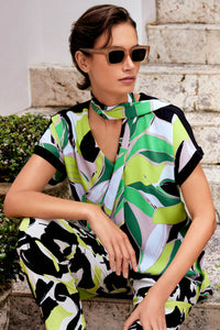 Joseph Ribkoff Tropical Print Woven Top Jr241175