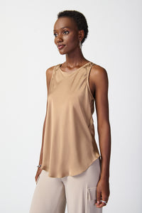 Joseph Ribkoff Satin Fit and Flare Sleeveless Top Jr241178