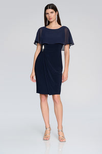 Joseph Ribkoff Silky Knit Sheath dress with Chiffon Cape Jr241708