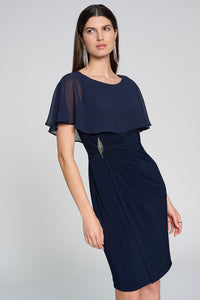 Joseph Ribkoff Silky Knit Sheath dress with Chiffon Cape Jr241708