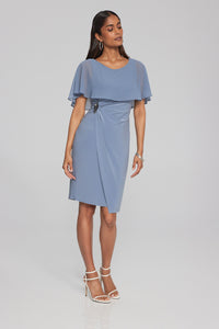 Joseph Ribkoff Silky Knit Sheath dress with Chiffon Cape Jr241708