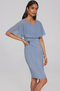 Joseph Ribkoff Silky Knit Sheath dress with Chiffon Cape Jr241708