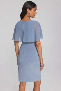 Joseph Ribkoff Silky Knit Sheath dress with Chiffon Cape Jr241708