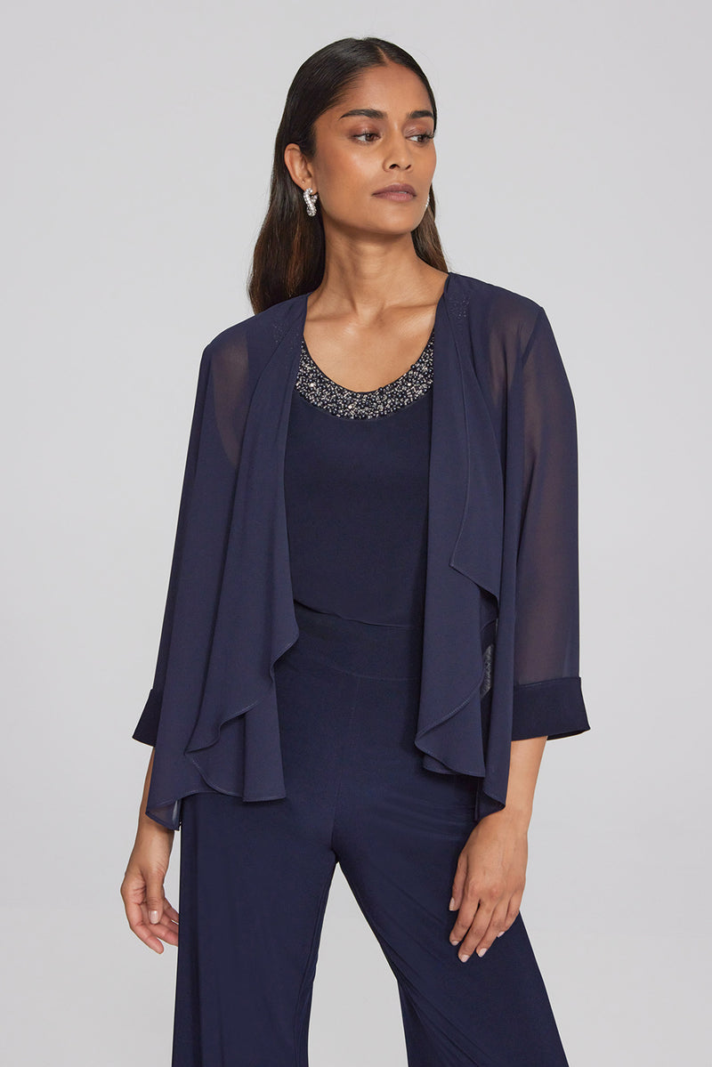 Joseph Ribkoff Chiffon and Silky Knit Two-Piece Top Jr241743