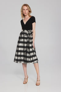 Joseph Ribkoff Striped Organza Fit-and-Flare Dress Jr241748