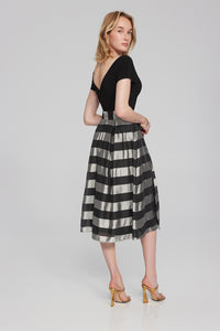 Joseph Ribkoff Striped Organza Fit-and-Flare Dress Jr241748