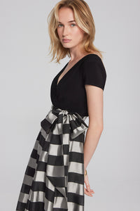 Joseph Ribkoff Striped Organza Fit-and-Flare Dress Jr241748