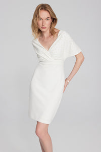 Joseph Ribkoff Scuba Crepe Wrap Dress with Pearl Detail Jr241761