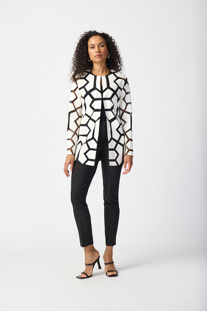 Joseph Ribkoff Laser-Cut Leatherette on Mesh Jacket Jr241905