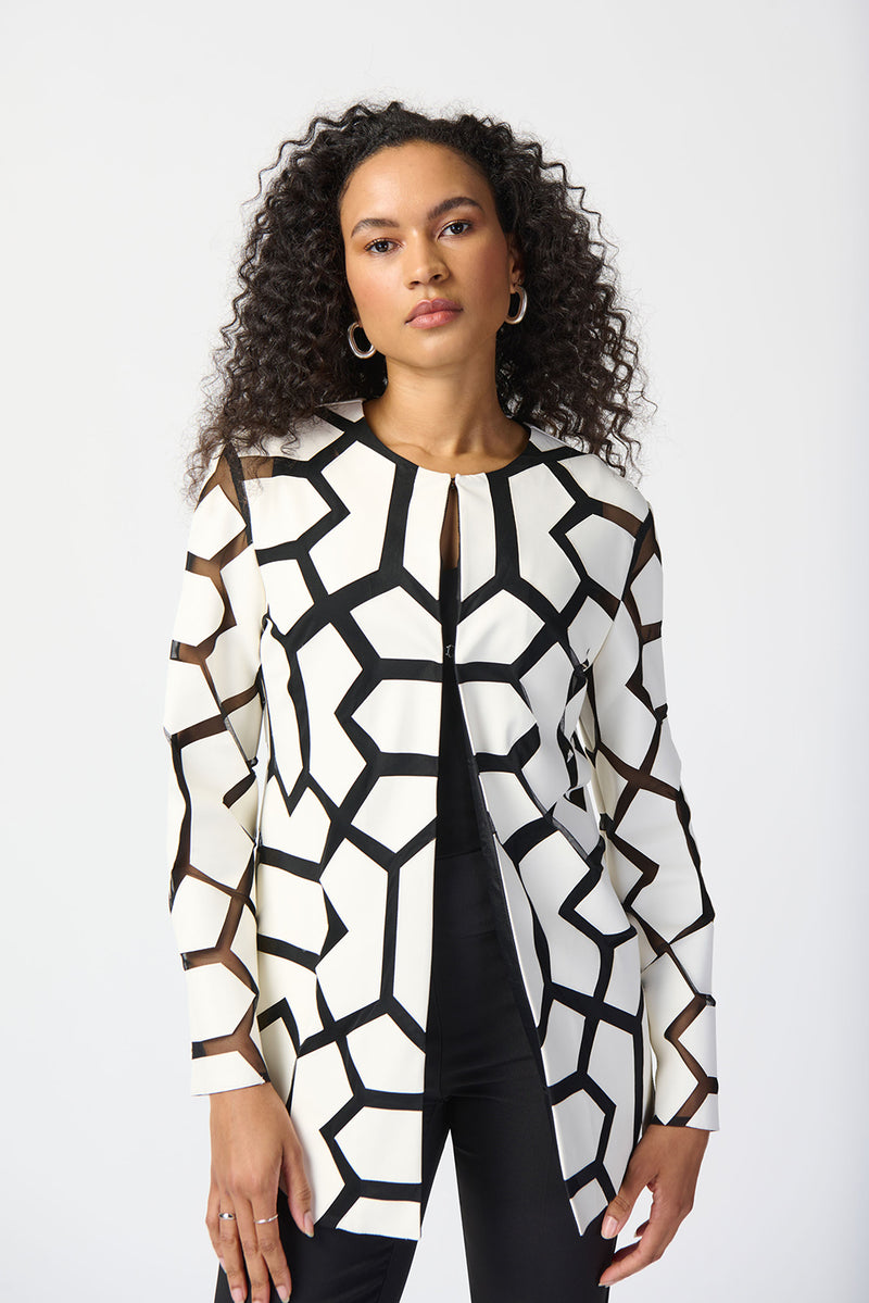 Joseph Ribkoff Laser-Cut Leatherette on Mesh Jacket Jr241905