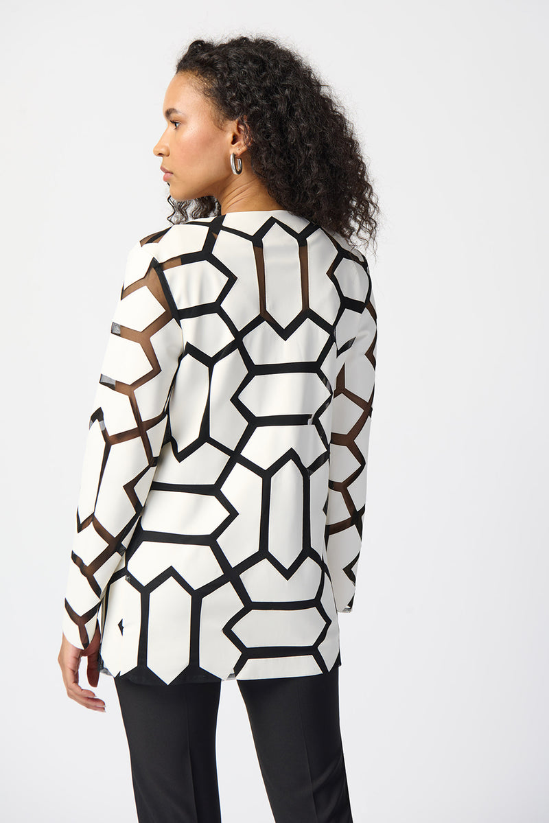 Joseph Ribkoff Laser-Cut Leatherette on Mesh Jacket Jr241905