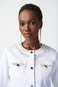 Joseph Ribkoff Denim Jacket with Embellished Pockets Jr241912