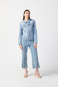 Joseph Ribkoff Fitted Denim Jacket With Allover Rhinestones Jr241914