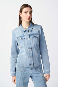 Joseph Ribkoff Fitted Denim Jacket With Allover Rhinestones Jr241914