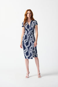 Joseph Ribkoff Silky Knit Abstract Print Wrap Dress Jr242023