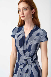 Joseph Ribkoff Silky Knit Abstract Print Wrap Dress Jr242023