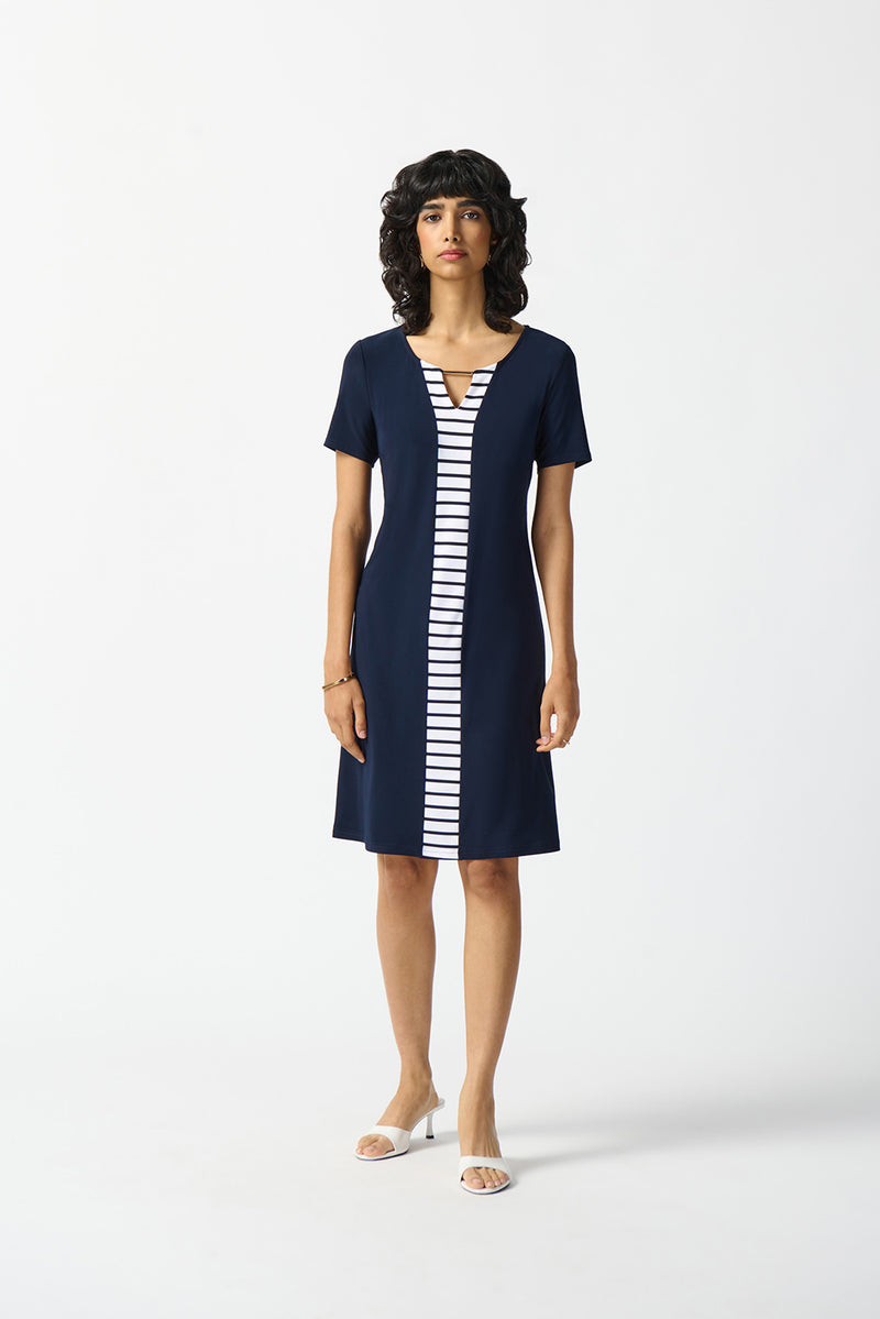 Joseph Ribkoff Silky Knit Stripe Combo Shift Dress Jr242068