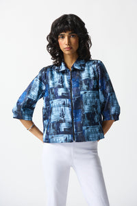Joseph Ribkoff Woven Jacquard Abstract Boxy Jacket Jr242105
