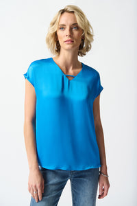 Joseph Ribkoff Satin Short Sleeve Top Jr242123