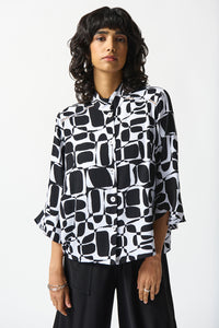 Joseph Ribkoff Woven Geometric Print Trapeze Blouse Jr242213