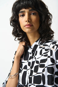 Joseph Ribkoff Woven Geometric Print Trapeze Blouse Jr242213
