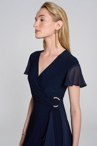 Joseph Ribkoff Silky Knit and Chiffon Flowy Wrap Dress Jr242730