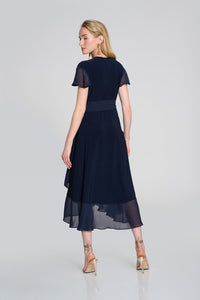Joseph Ribkoff Silky Knit and Chiffon Flowy Wrap Dress Jr242730