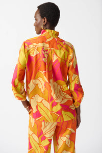 Joseph Ribkoff Linen Blend Floral Print Trapeze Blouse Jr242915