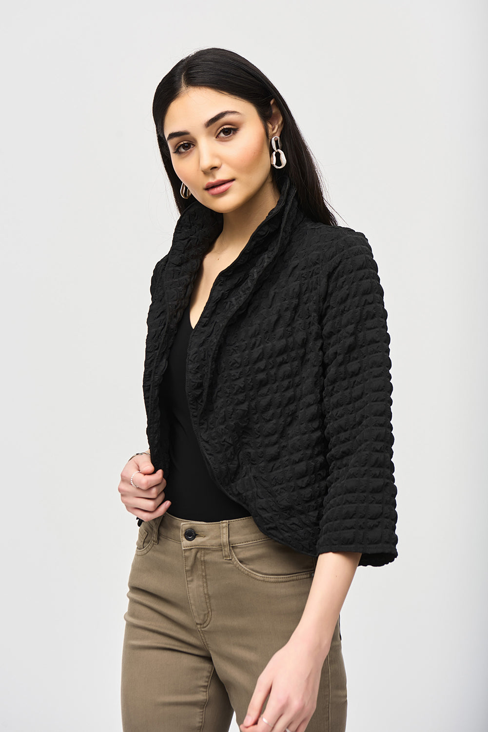 Joseph Ribkoff Bubble Woven Cropped Jacket Jr243084