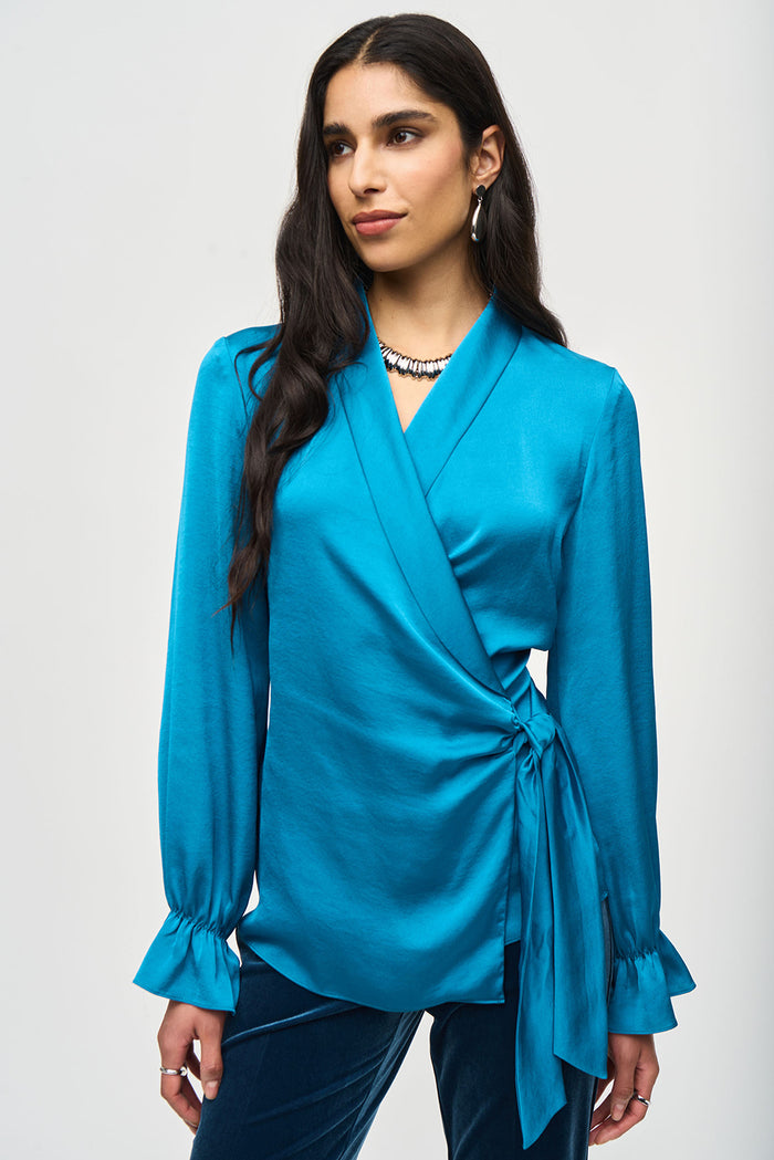 Joseph Ribkoff Satin Wrap Blouse Jr243086