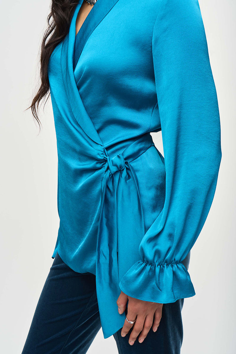 Joseph Ribkoff Satin Wrap Blouse Jr243086