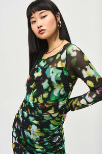 Joseph Ribkoff Mesh Abstract Print Sheath Dress Jr243090