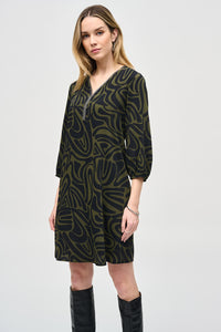 Joseph Ribkoff Woven Abstract Print A-Line Dress Jr243154