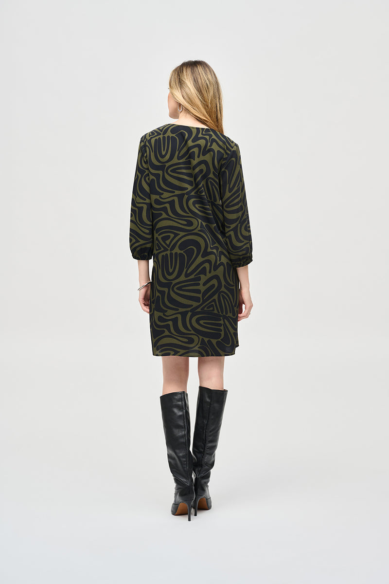 Joseph Ribkoff Woven Abstract Print A-Line Dress Jr243154