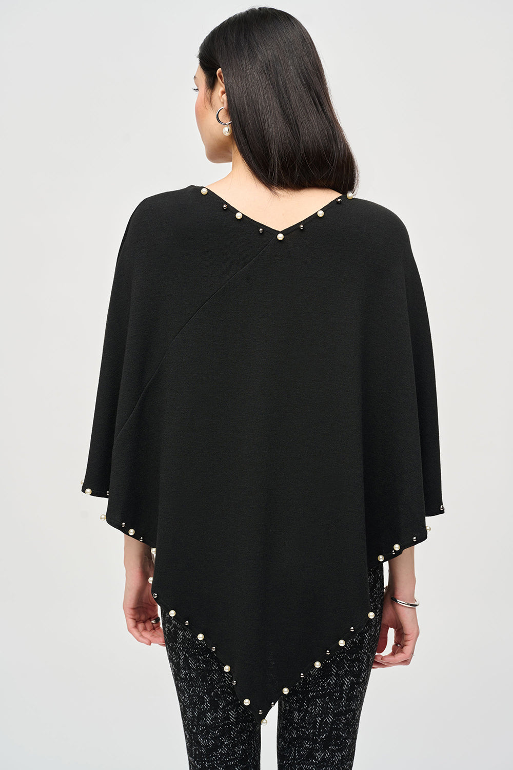 Joseph Ribkoff Sweater Knit Poncho With Rivet Detail Jr243222