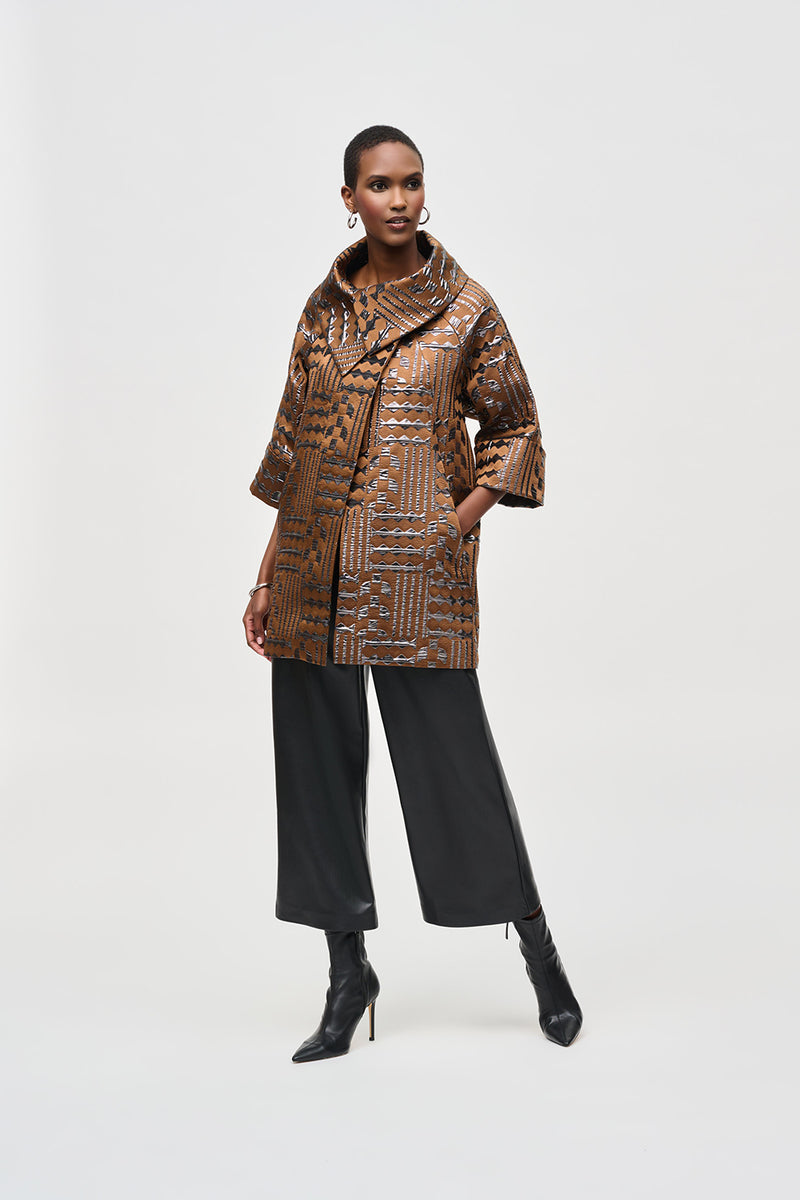 Joseph Ribkoff Jacquard Geometric Print Cocoon Coat Jr243280